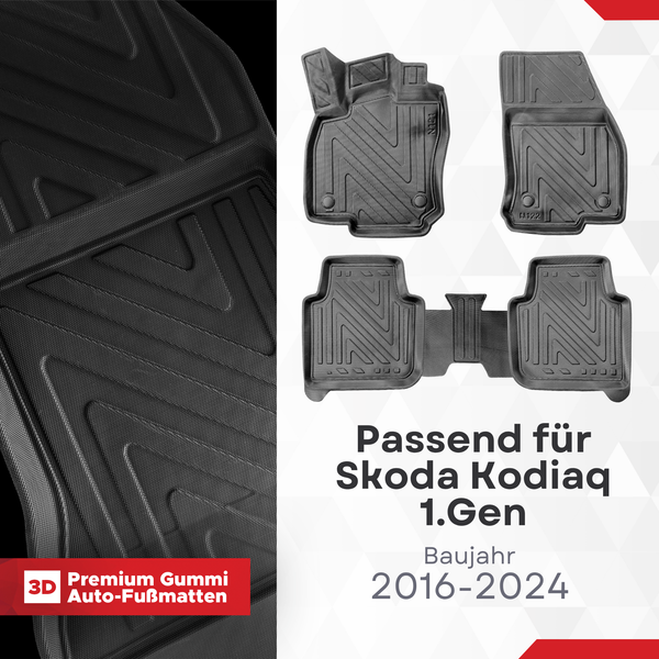 3D Auto Fussmatten passend für Skoda Kodiaq (1.Gen) 2016-2024 Carbon-Optik