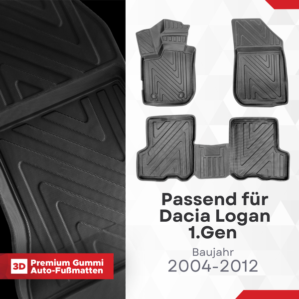 3D Auto Fussmatten für Dacia Logan (1.Gen) 2004-2012 Carbon-Optik