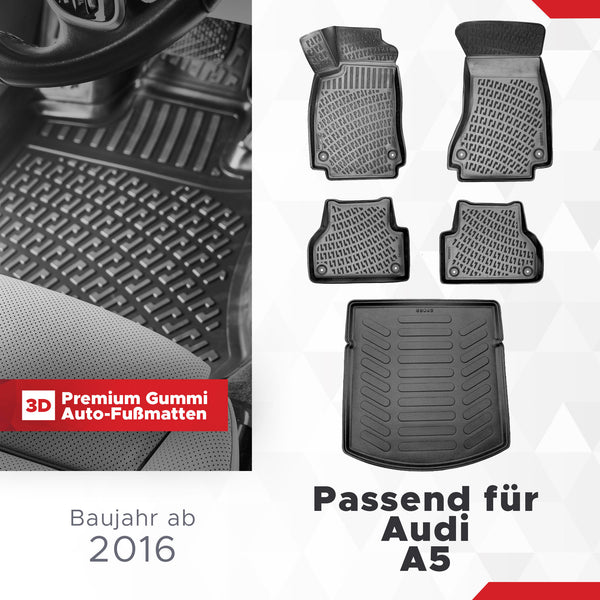 3D Auto Gummimatten & Kofferraumwanne Set für Audi A5 ab 2016