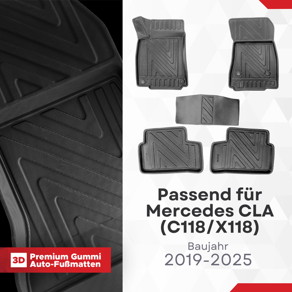 3D Auto Fussmatten für Mercedes CLA (C118/X118) 2019-2025 Carbon-Optik