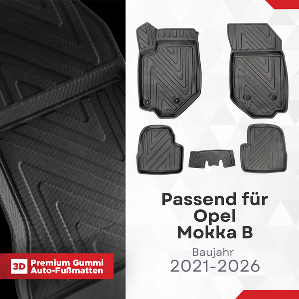 3D Auto Fussmatten für Opel Mokka B 2021-2026 Carbon-Optik (Nicht in EV)
