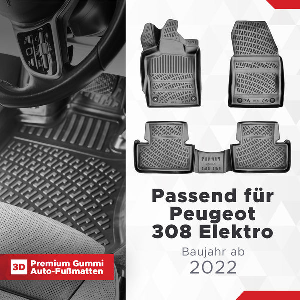 3D Auto Fussmatten für Peugeot 308-e Elektro 2022-2026