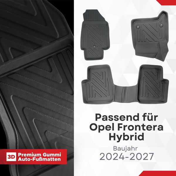 3D Auto Fussmatten für Opel Frontera Hybrid 2024-2027 Carbon-Optik