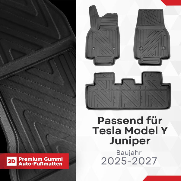 3D Auto Fussmatten für Tesla Model Y Juniper 2025-2027 Carbon-Optik