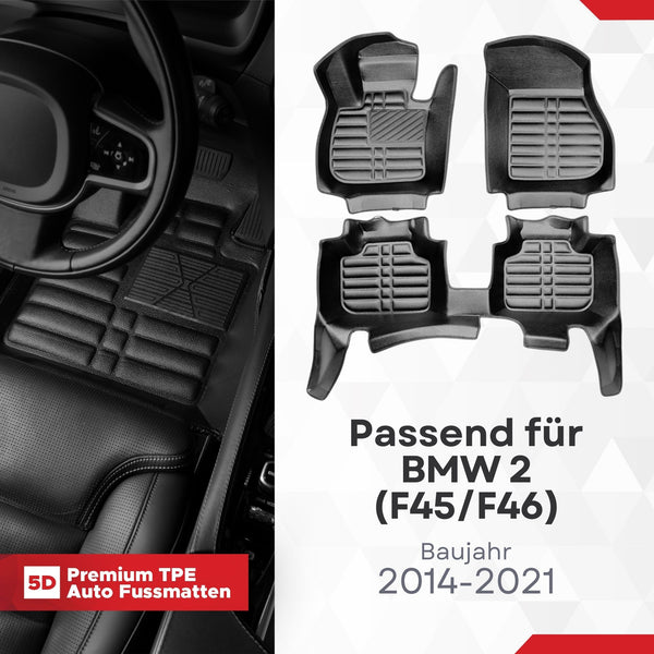 5D Premium Auto Fussmatten für BMW 2 (F45/F46) 2014-2022