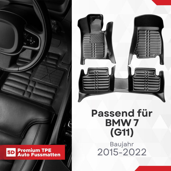 5D Premium Auto Fussmatten für BMW 7 (G11/12) 2015-2022