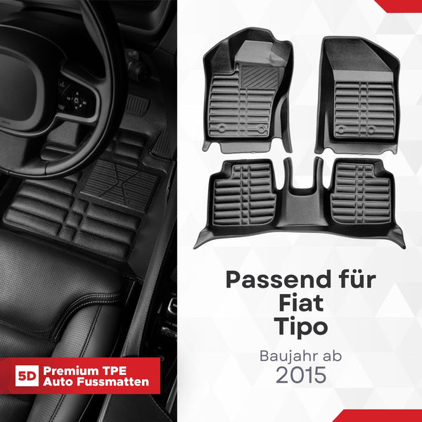 5D Premium Auto Fussmatten für Fiat Tipo (Typ 356/357) 2016-2026