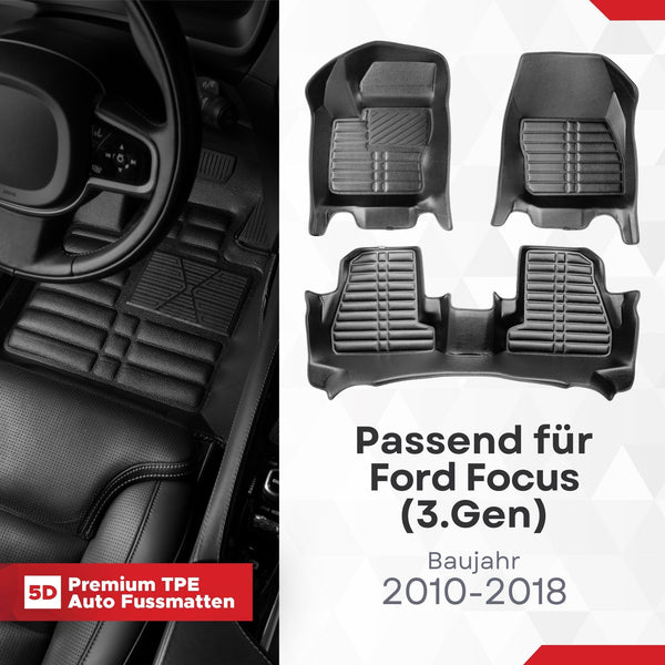 5D Premium Auto Fussmatten für Ford Focus (III.Gen) 2011-2018