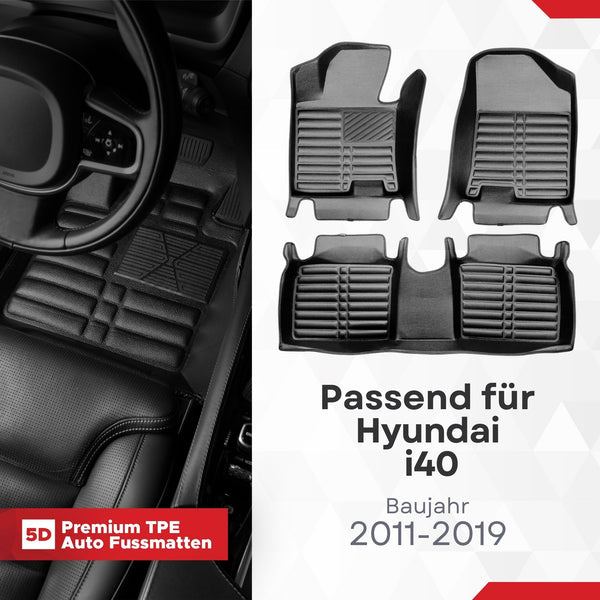 5D Premium Auto Fussmatten für Hyundai i40 2011-2019