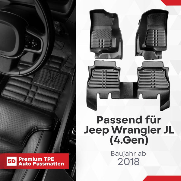 5D Premium Auto Fussmatten für Jeep Wrangler (JL) 2018-2026
