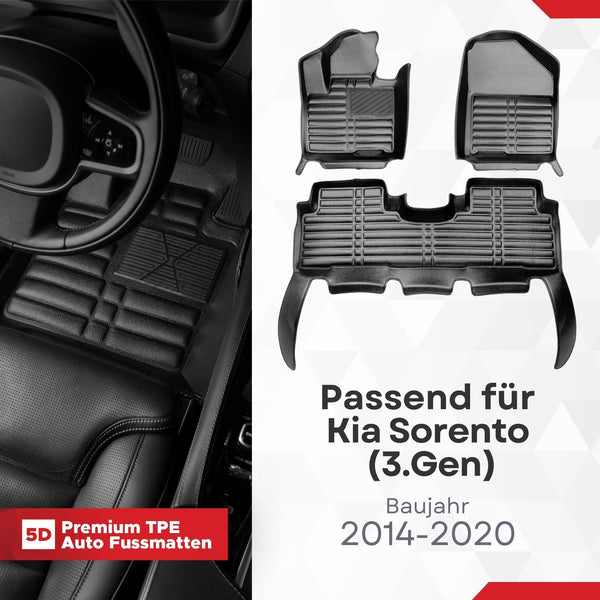 5D Premium Auto Fussmatten für Kia Sorento (III.Gen) (UM) 2015-2020