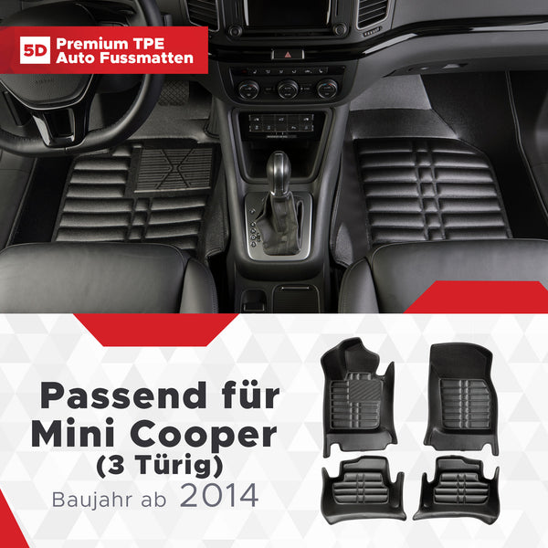 5D Premium Auto Fussmatten für Mini Cooper/One (F56) 2014-2023 (3-Türig)