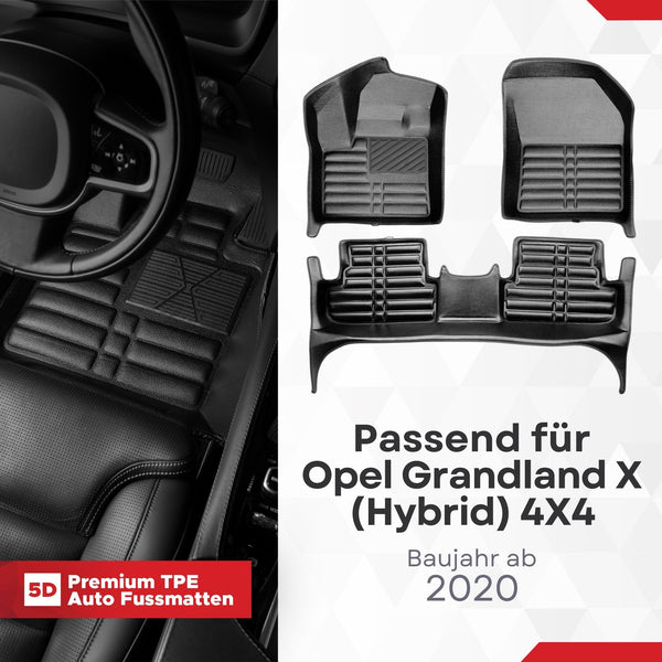 5D Premium Auto Fussmatten für Opel Grandland X (Hybrid4) 2020-2024