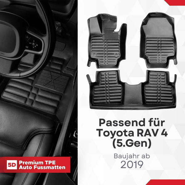5D Premium Auto Fussmatten TPE Set passend für Toyota RAV 4 (5.Gen) Baujahr ab 2019