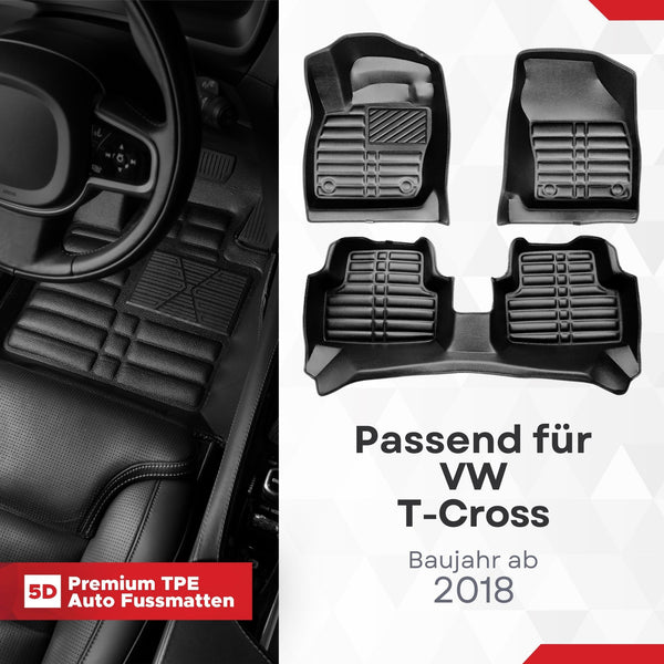 5D Premium Auto Fussmatten für VW T-Cross 2019-2026