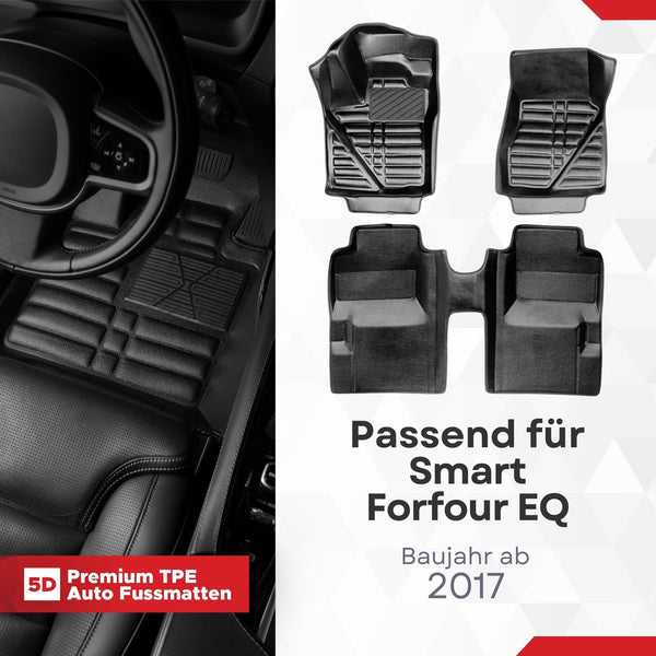 5D Premium Auto Fussmatten für Smart EQ Forfour (453) 2017-2021