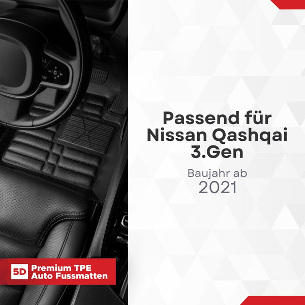 5D Premium Auto Fussmatten für Nissan Qashqai (III.Gen) (J12) 2021-2026