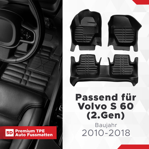5D Premium Auto Fussmatten für Volvo S60 (II.Gen) 2010-2018