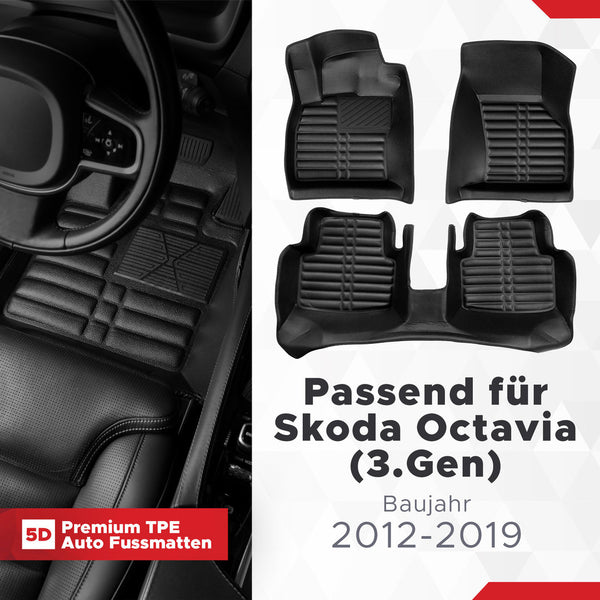5D Premium Auto Fussmatten passend für Skoda Octavia (3.Gen) 2013-2020