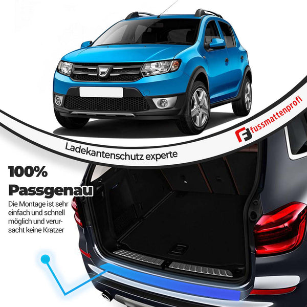 Ladekantenschutz aus Edelstahl Chrom mit Abkantung Kompatibel für Dacia Duster (1.Gen) Baujahr 2009-2018