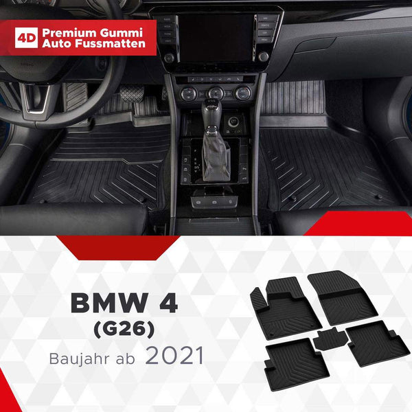 3D Premium Gummi Auto Fussmatten Set Passend für BMW 4 (G26) Baujahr ab 2021