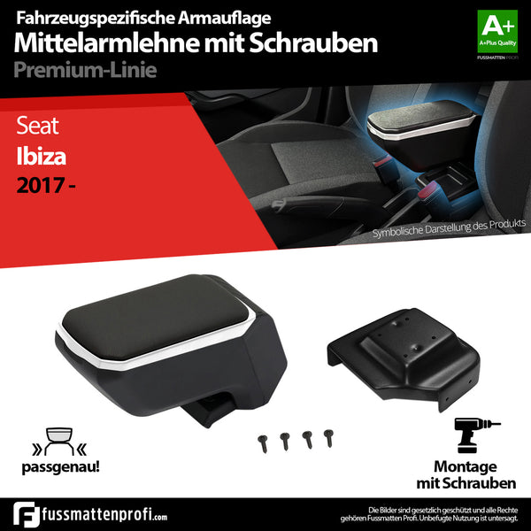 Mittelarmlehne Armauflage mit Schrauben Grau Passend für Seat Ibiza ab 2017