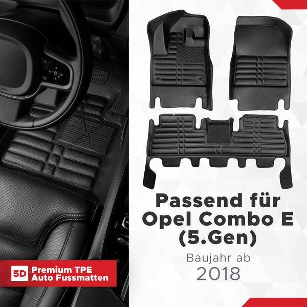 5D Premium Auto Fussmatten für Opel Combo E 2018-2026