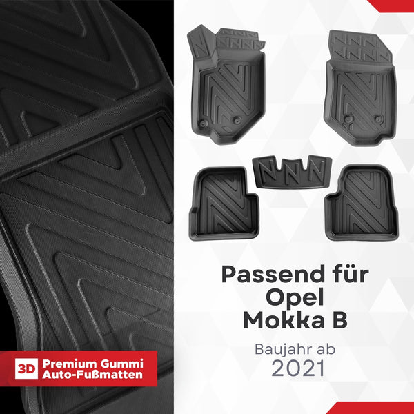 3D Fußmatten für Opel Mokka B | 2021-2026 | Passt nicht in Elektro | Carbonfaser-Optik