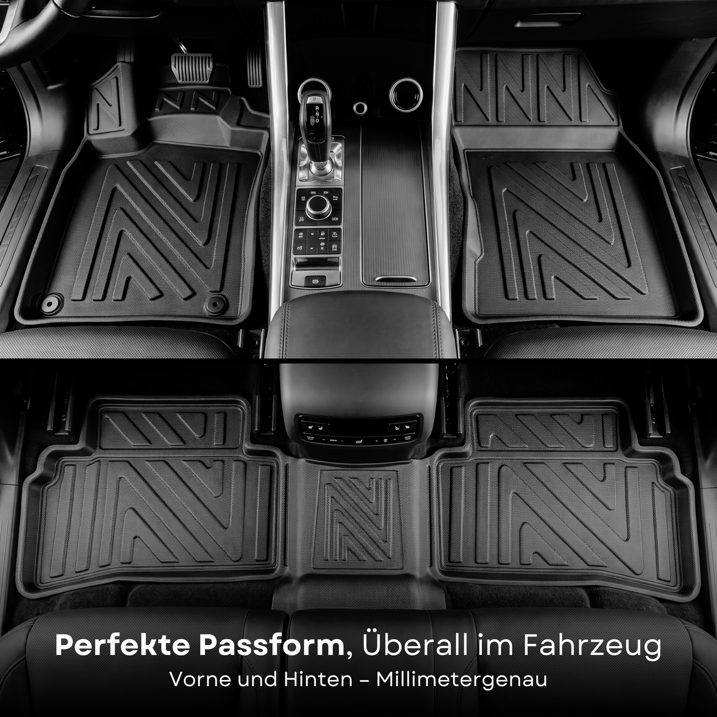 3D Auto Fussmatten für Audi Q6 e-Tron 2023-2027 Carbon-Optik