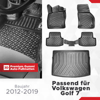 3D Auto Gummimatten & Kofferraumwanne Set für VW Golf 7 Baujahr 2012-2019