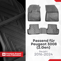 3D Auto Fussmatten für Peugeot 3008 (2.Gen) 2016-2024 Carbon-Optik