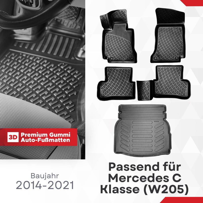 3D Auto Gummimatten & Kofferaumwanne für Mercedes C Klasse (W205) 2014-2021