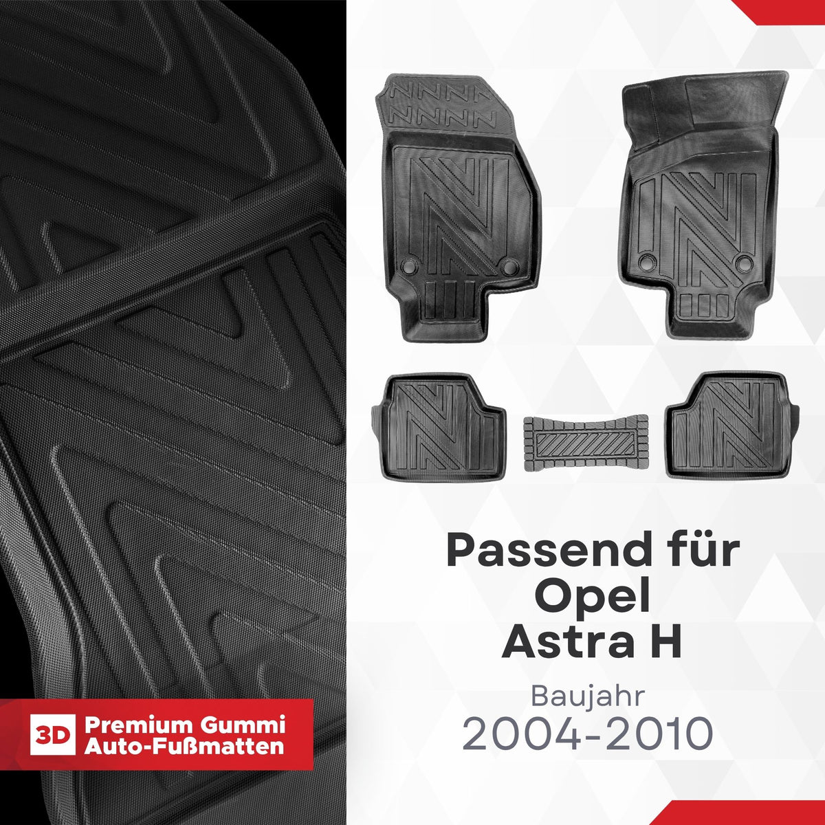 3D Auto Fussmatten für Opel Astra H 2004-2010 Carbon-Optik