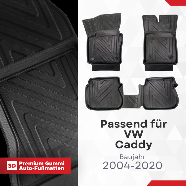 3D Auto Fussmatten für VW Caddy 2004-2020 Carbon-Optik