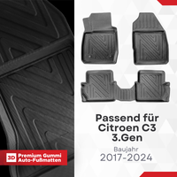 3D Auto Fussmatten für Citroen C3 (3.Gen) 2017-2024 Carbon-Optik
