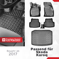 3D Auto Gummimatten & Kofferraumwanne Set für Skoda Karoq Baujahr ab 2017