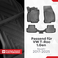 3D Auto Fussmatten für VW T-Roc (1.Gen) 2017-2025 Carbon-Optik