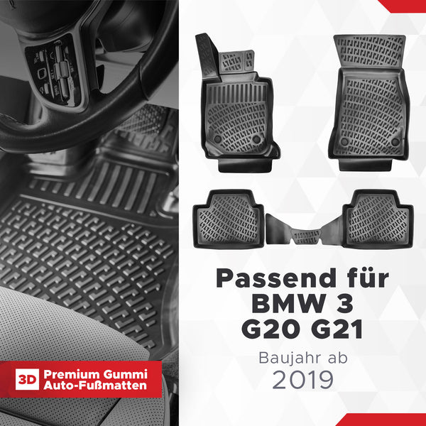 3D Auto Fußmatten Set für BMW 3 G20 G21 Baujahr ab 2019