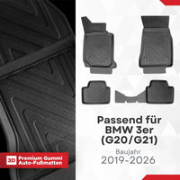 3D Auto Fussmatten für BMW 3er (G20/G21) 2019-2026 Carbon-Optik