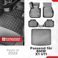 3D Auto Gummimatten & Kofferraumwanne Set für BMW X1 U11 ab 2022 (OBERER LADEBODEN)