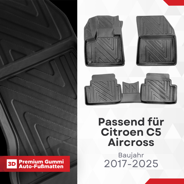 3D Auto Fussmatten für Citroen C5 Aircross 2017-2025 Carbon-Optik