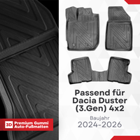 3D Auto Fussmatten für Dacia Duster (3.Gen) 4x2 2024-2026 Carbon-Optik