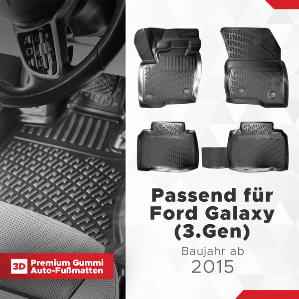 3D Auto Fussmatten Set passend für Ford Galaxy (3.Gen) Baujahr ab 2015