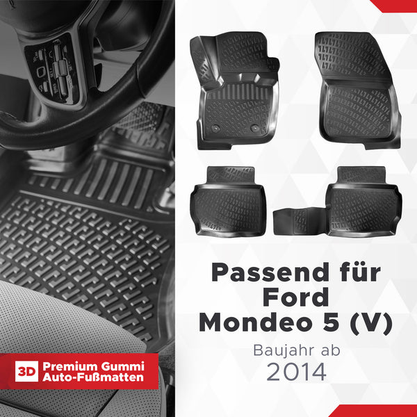 3D Auto Fussmatten Set passend für Ford Mondeo 5 (V) Baujahr ab 2014