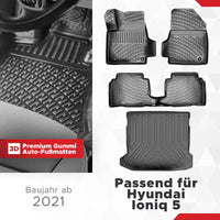 3D Auto Gummimatten & Kofferraumwanne Set für Hyundai IONIQ 5 Baujahr ab 2021
