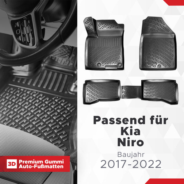 3D Auto Fussmatten Set passend für Kia Niro Baujahr 2017-2022 ( passt nicht für Elektro und Hybridmodell )