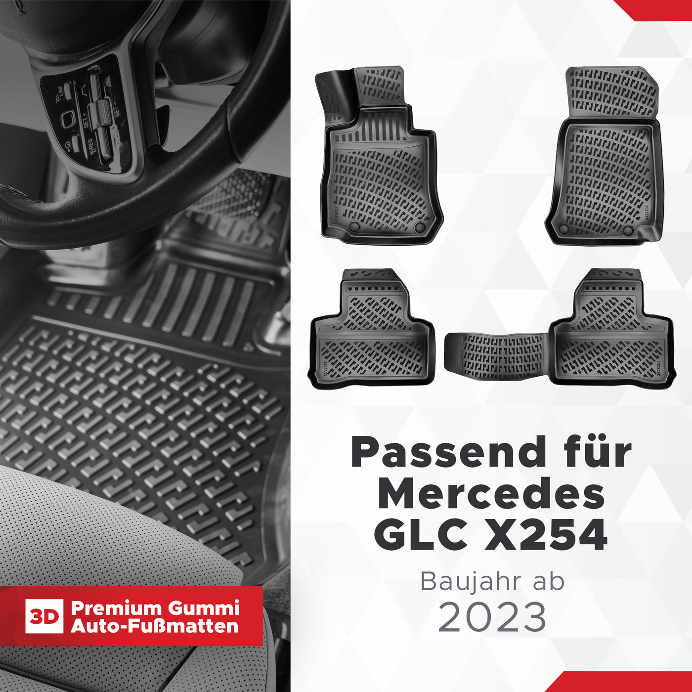 3D Auto Fussmatten Set passend für Mercedes GLC X254 Baujahr ab 2023