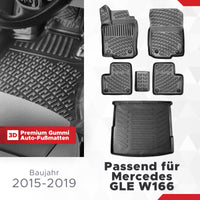 3D Auto Gummimatten & Kofferraumwanne Set für Mercedes GLE W166 Baujahr 2015-2019