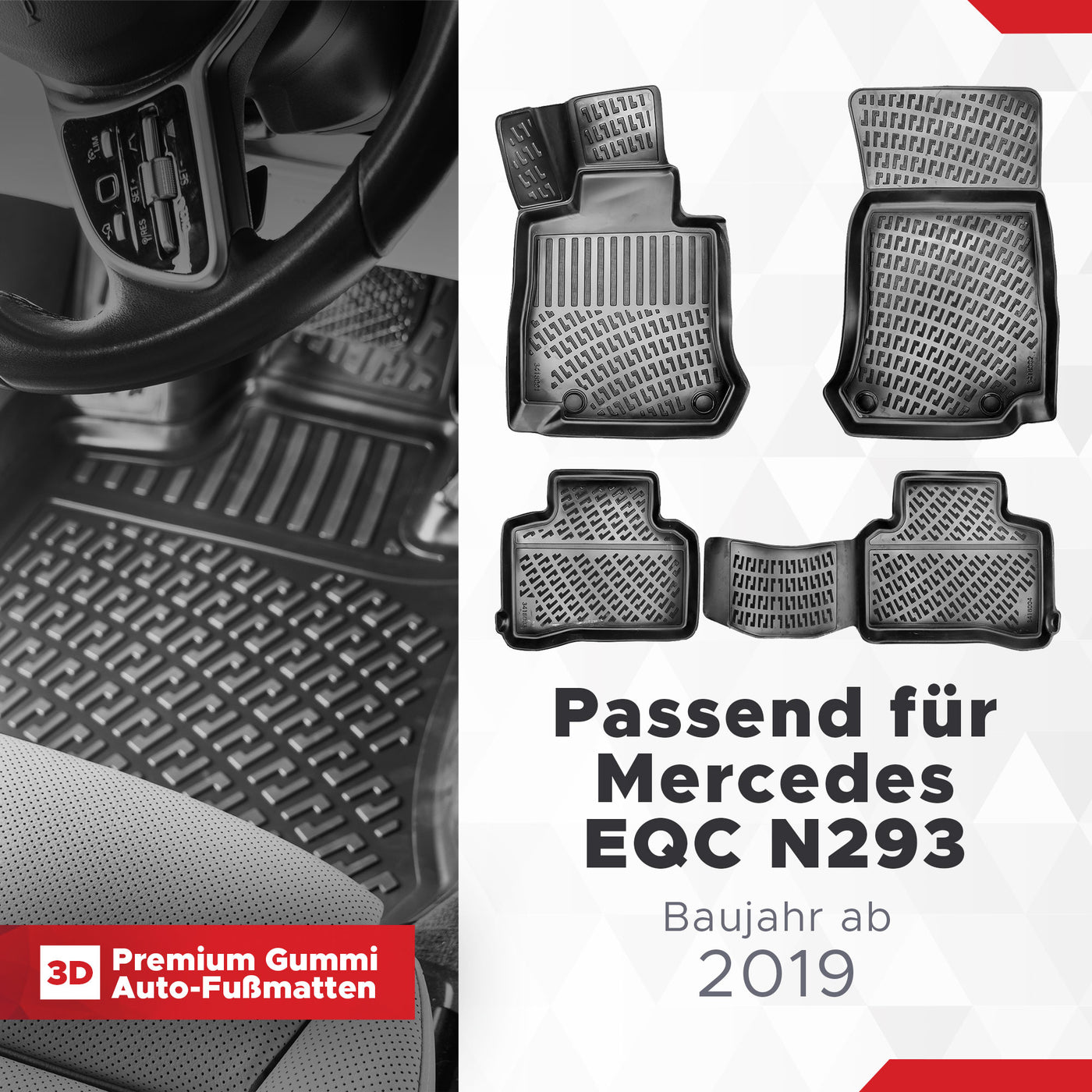 3D Auto Fussmatten Set passend für Mercedes EQC N293 Baujahr ab 2019
