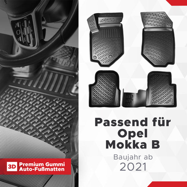 3D Auto Fussmatten Set passend für Opel Mokka B Baujahr ab 2021 ( Passt Nicht in Elektro )